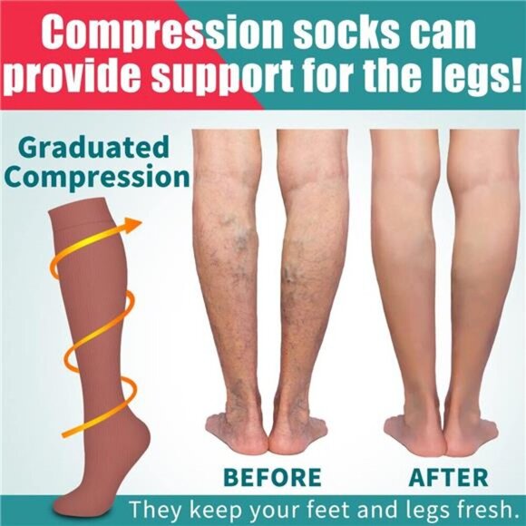 4 Pairs-Compression Socks for Women&Men Circulation-Best Support for Nurses - Picture 2 of 7